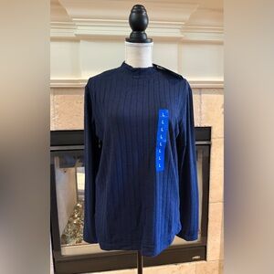 Matty M Women's Mock Neck Ribbed Tunic Top, Heather Midnight